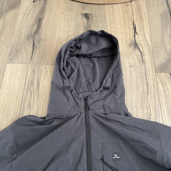 Rip Curl Anti Series Windbreaker Jacket Mens XL Water Repellent Gray Hooded Coat - Picture 3 of 10